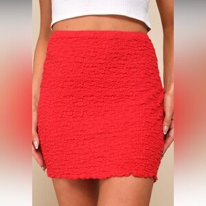 Lulus Mesmerizing Babe Red Crinkled Bodycon Mini Skirt